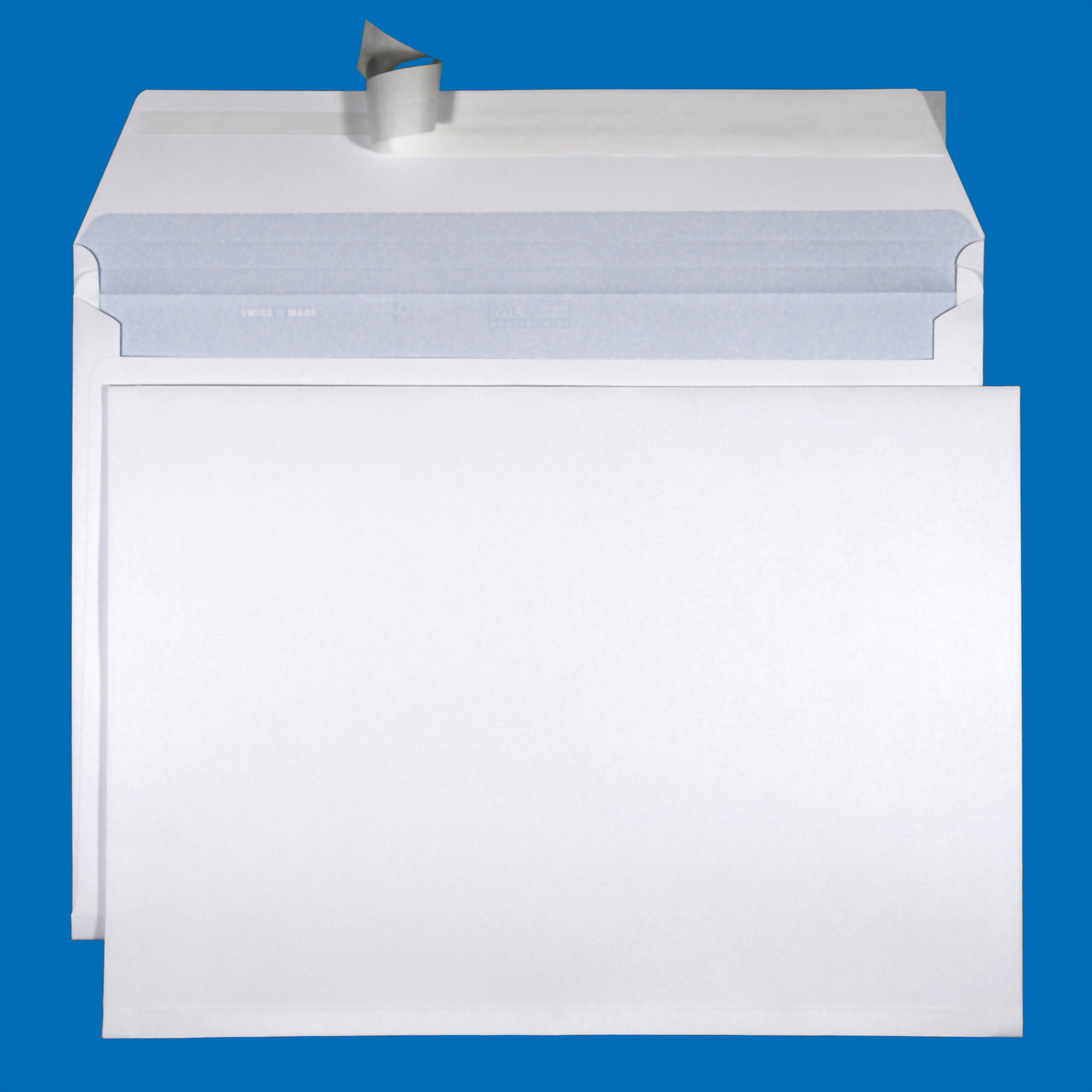 B4 Couvert, ohne Fenster, haftklebend, Ultraweiss FSC – Mettler Couvert