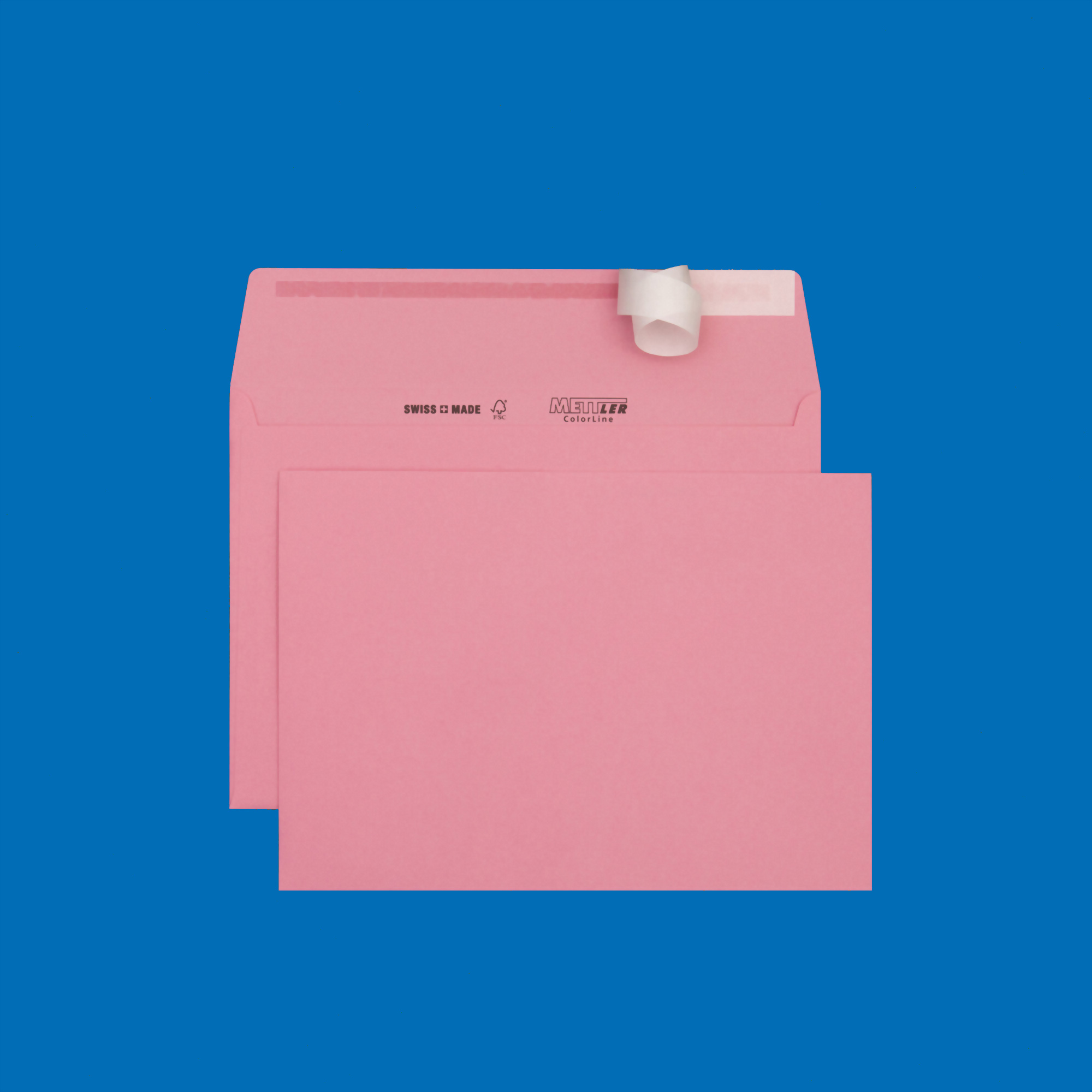 C5 Couvert, rosa, ohne Fenster, haftklebend, FSC – Mettler Couvert