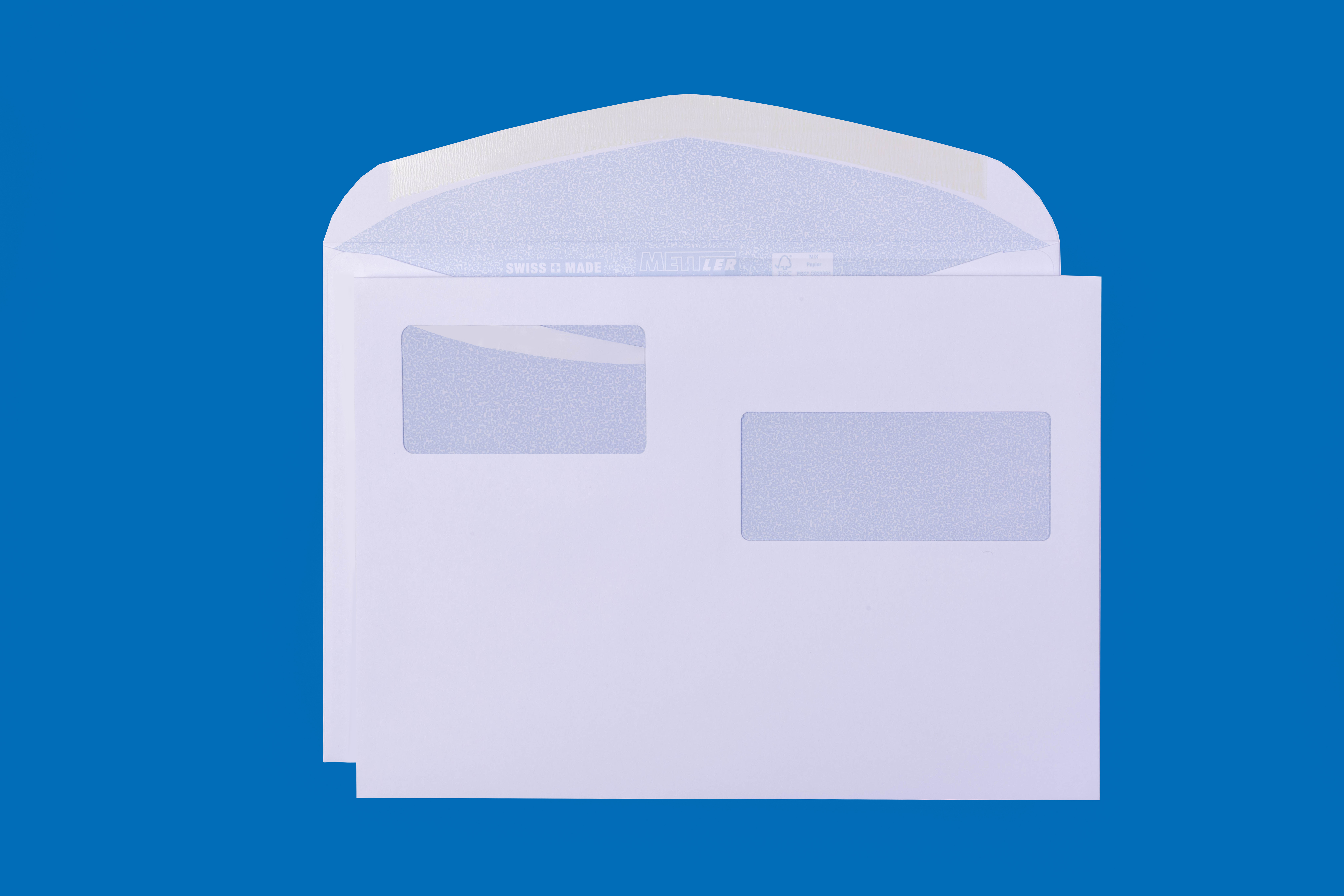 C5 Couvert, Fenster rechts, gummiert, Ultraweiss FSC – Mettler Couvert