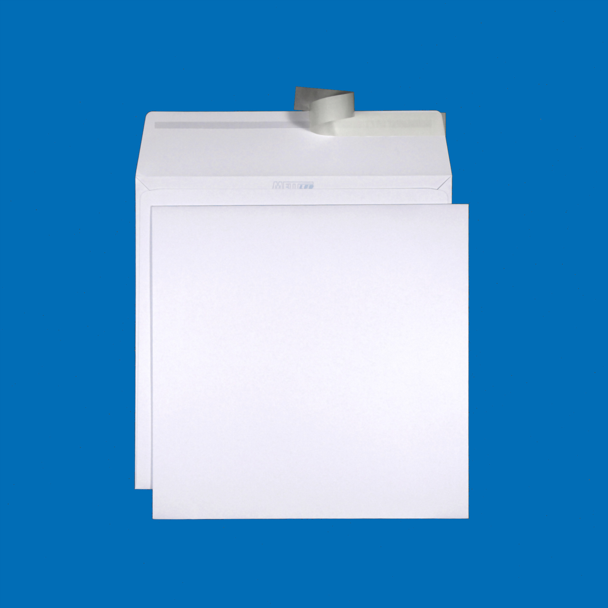 Couvert quadratisch 220 x 220mm, ohne Fenster, haftklebend, Ultraweiss FSC – Mettler Couvert