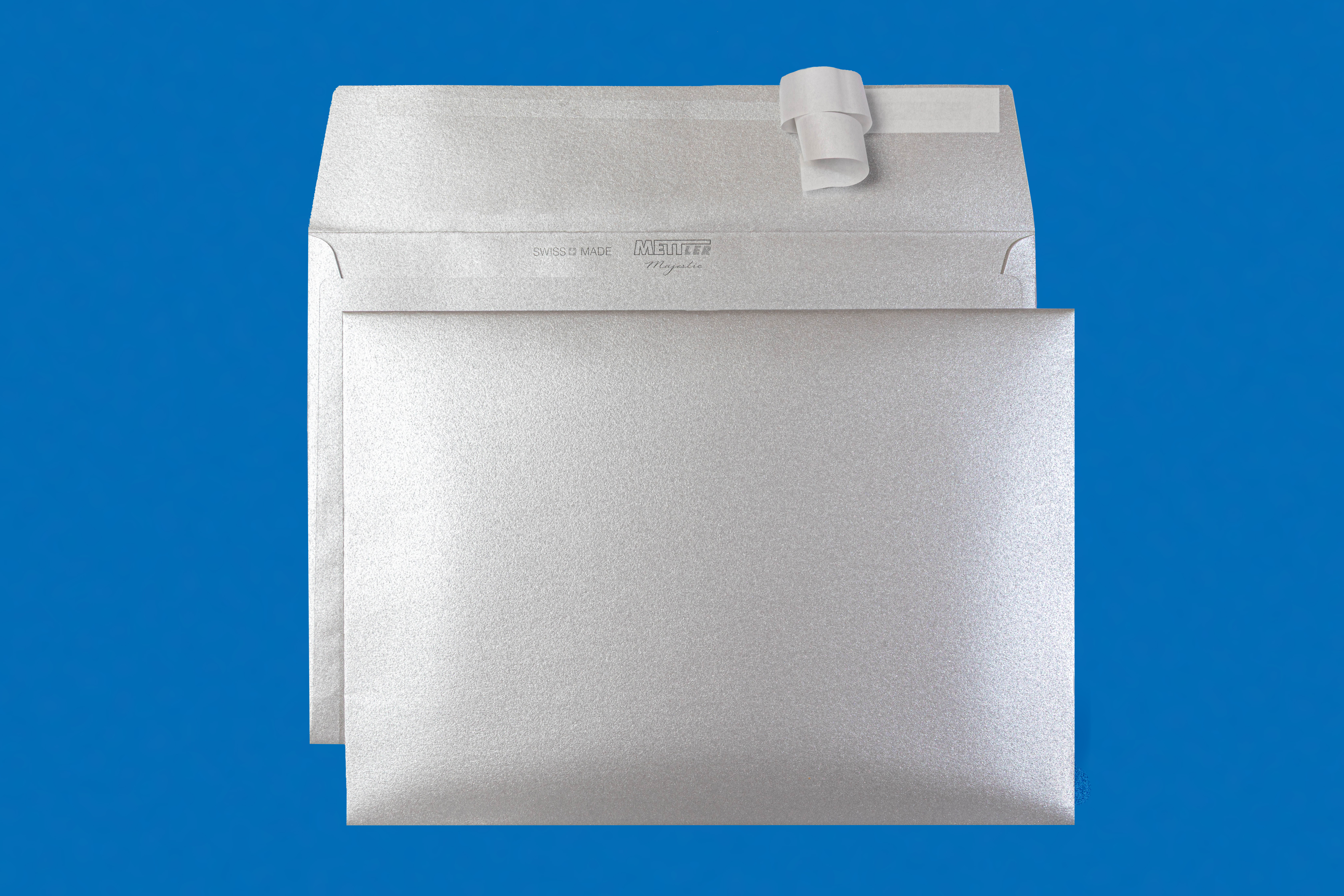 C5 Couvert metallic Silver, ohne Fenster, haftklebend (25 Stk.) – Mettler Couvert