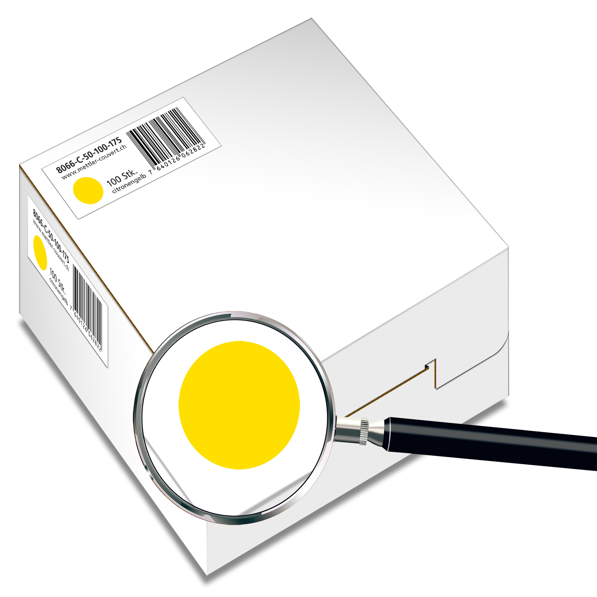 Couvert quadratisch 175 x 175mm, citronengelb, ohne Fenster, haftklebend – Mettler Couvert