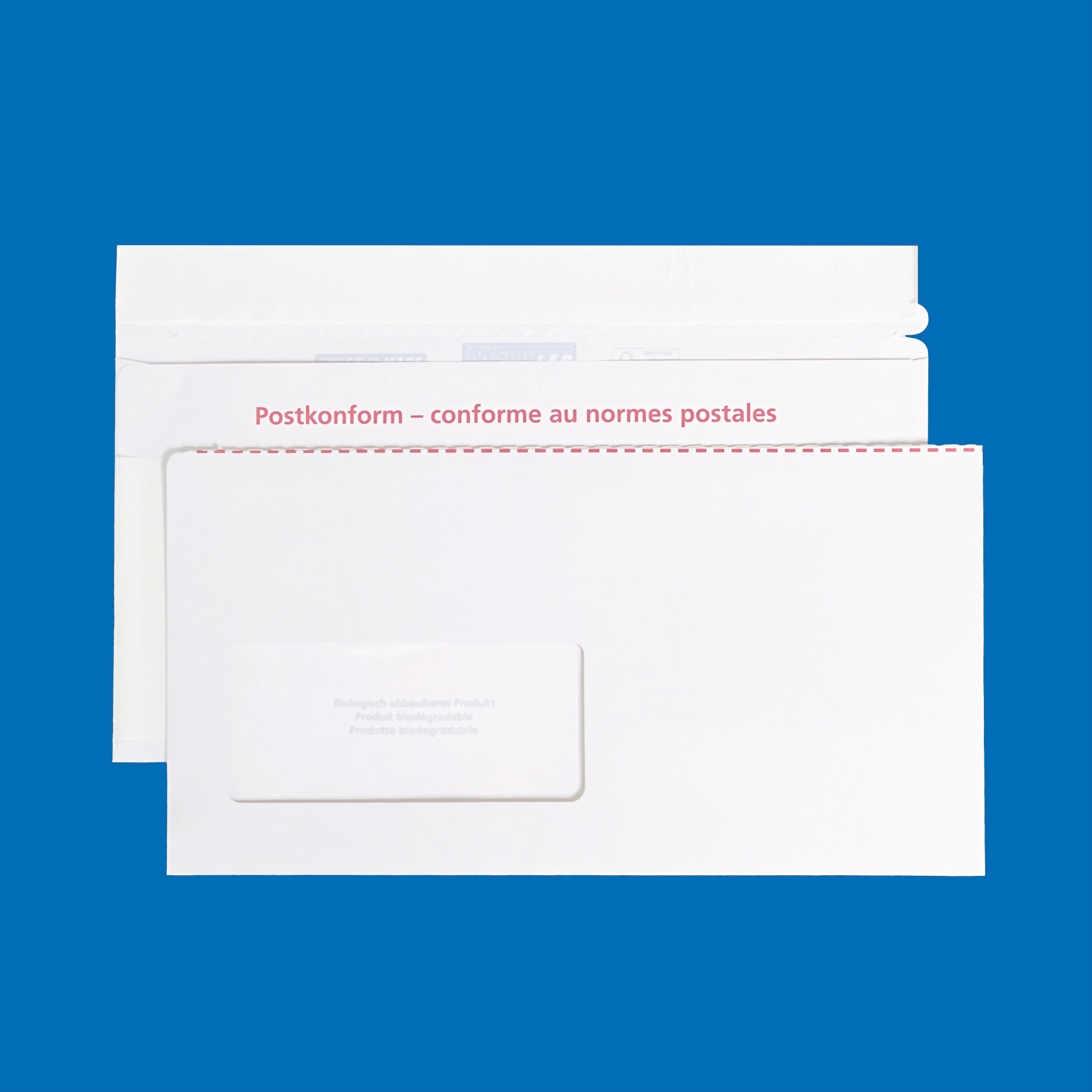 C5/6 Dokumententasche aus Papier (weiss)Fenster links, Haftklebe