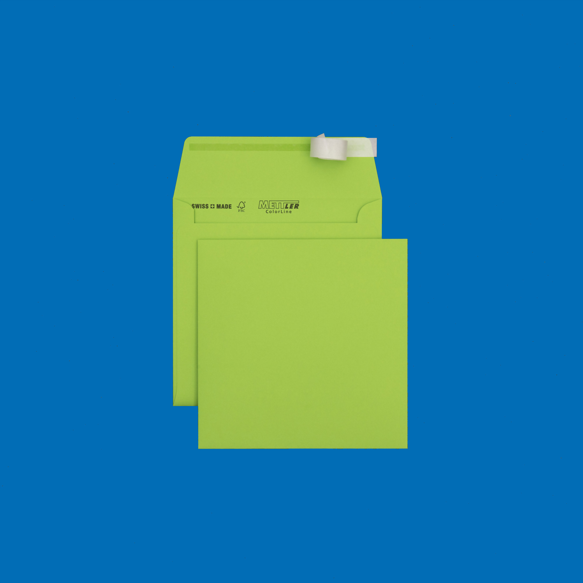 Couvert quadratisch 155 x 155mm, ohne Fenster, haftklebend, FSC – Mettler Couvert