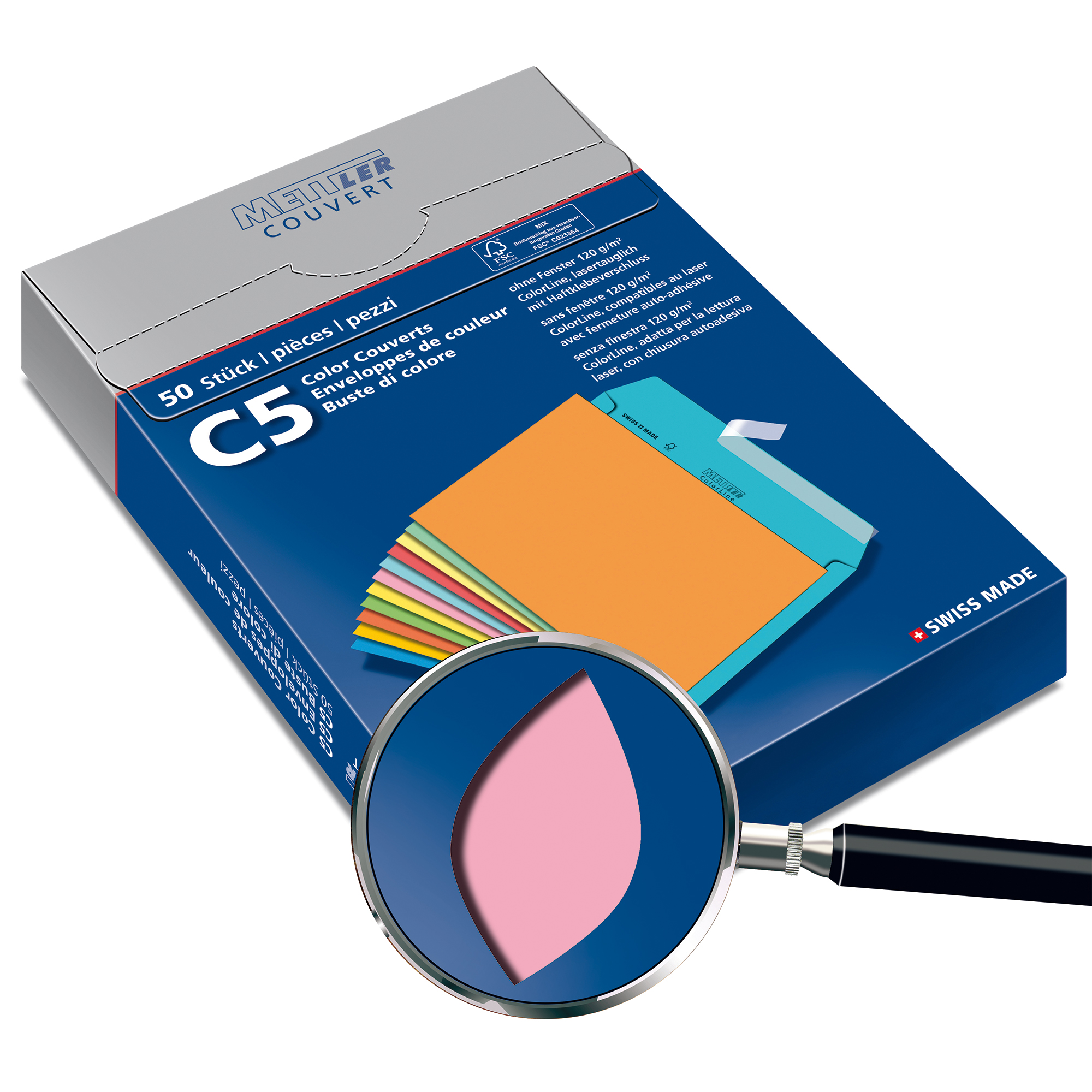 C5 Couvert, rosa, ohne Fenster, haftklebend, FSC – Mettler Couvert