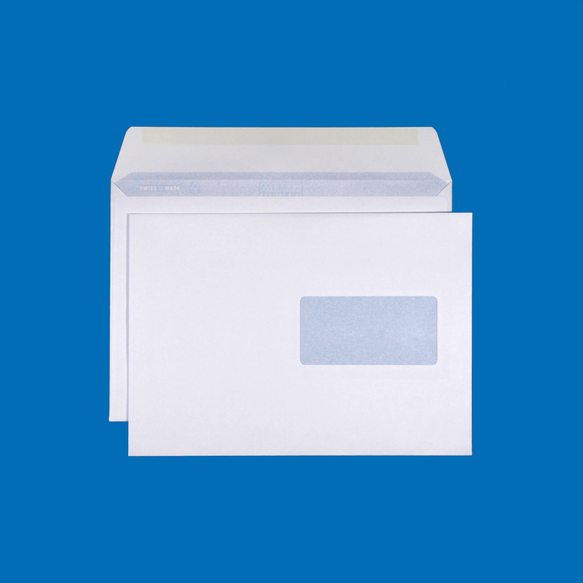 B5 Couvert, Fenster rechts, gummiert, Ultraweiss FSC – Mettler Couvert