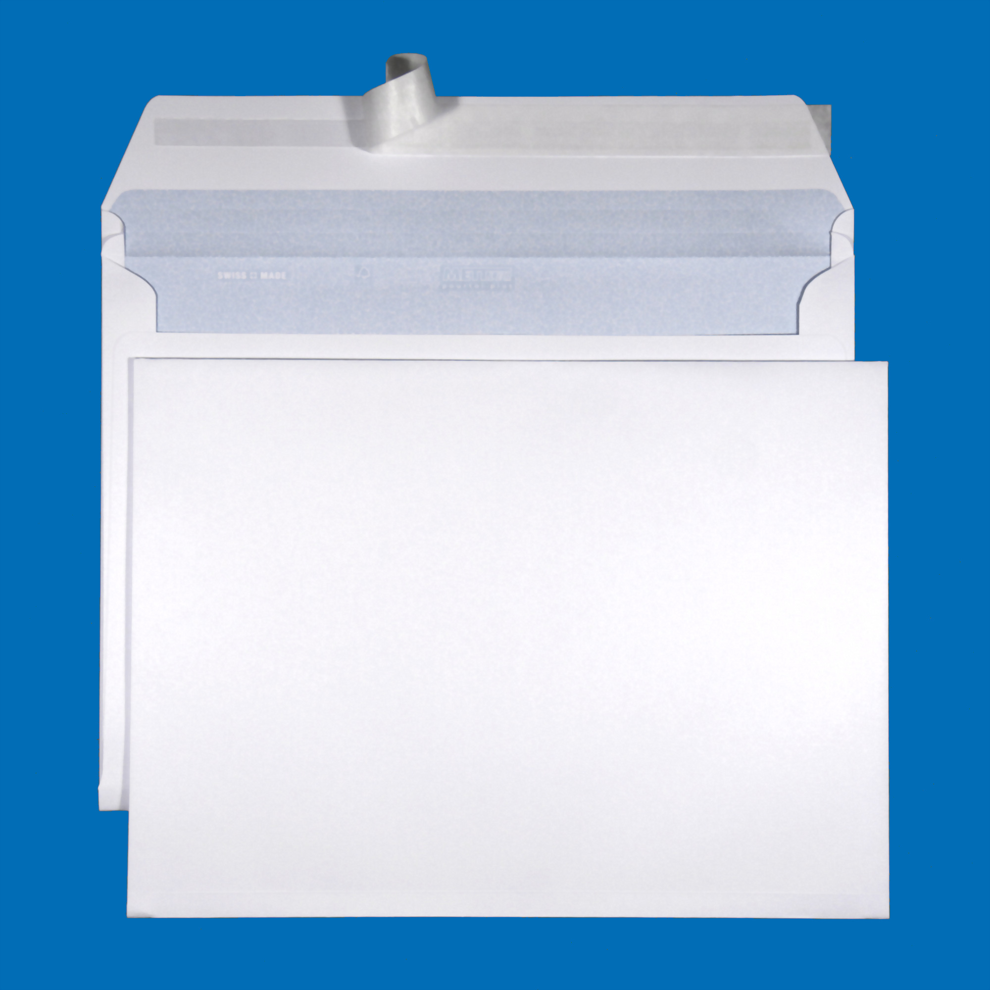 C4 Couvert, ohne Fenster, haftklebend, Ultraweiss FSC – Mettler Couvert