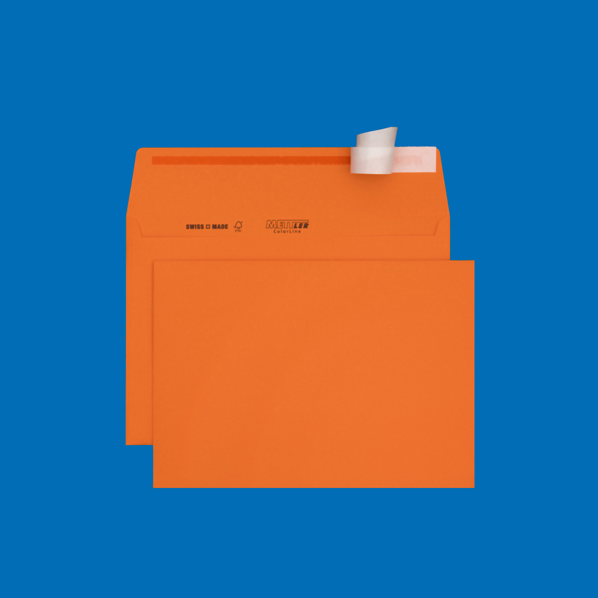 C5 Couvert, orange, ohne Fenster, haftklebend, FSC – Mettler Couvert