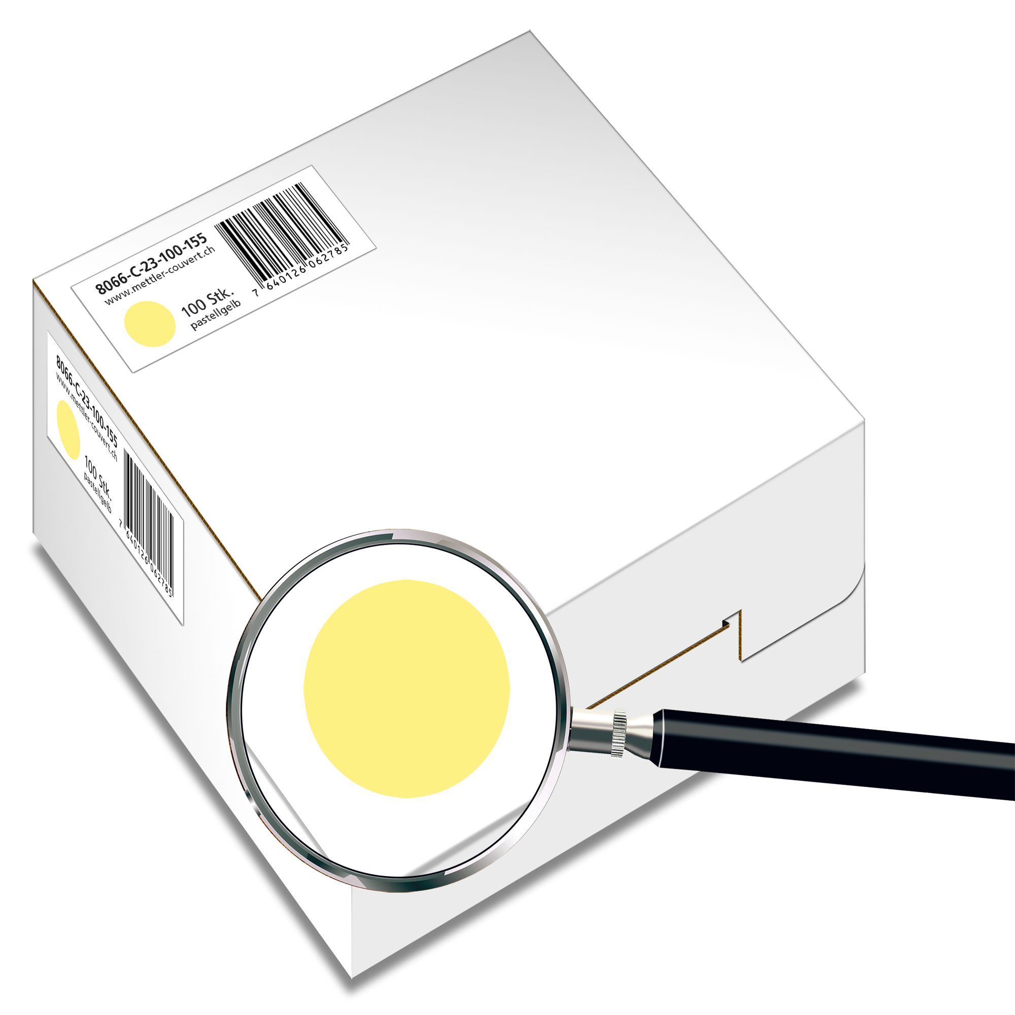 Couvert quadratisch 155 x 155mm, pastellgelb, ohne Fenster, haftklebend, FSC – Mettler Couvert