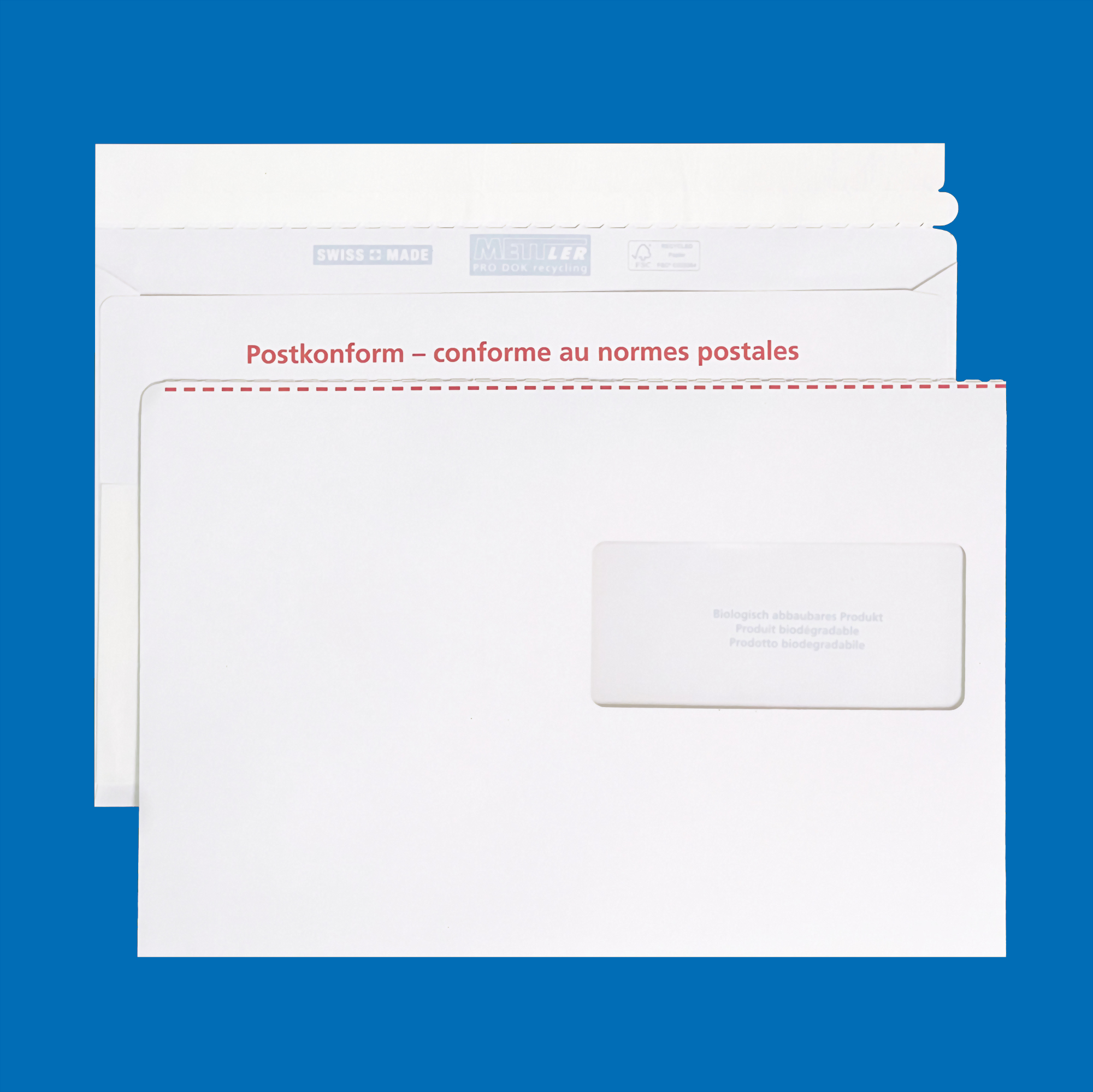 C5 Dokumententasche, Fenster rechts, haftklebend, Recycling mit Blauem Engel – Mettler Couvert