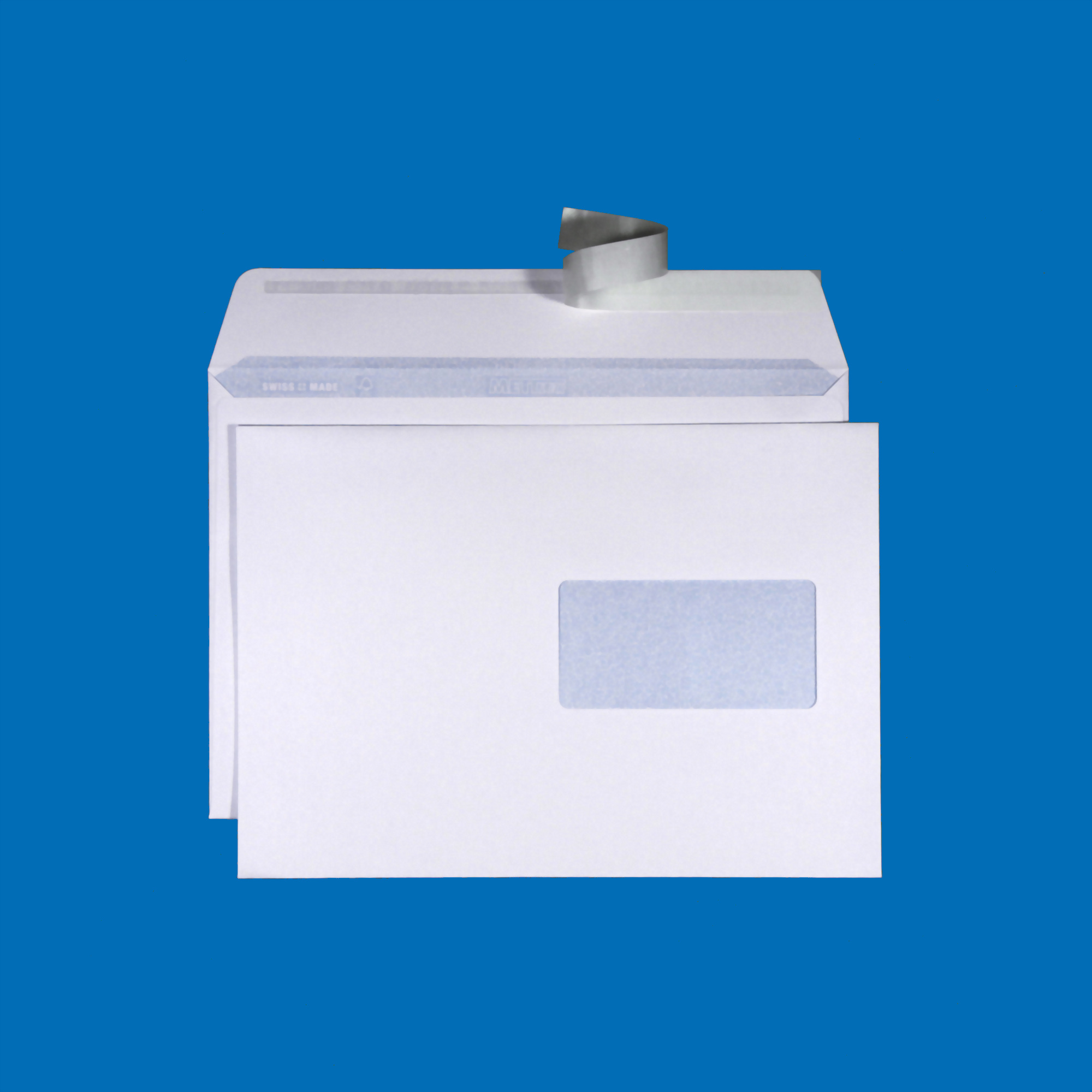 B5 Couvert, Fenster rechts, haftklebend, Ultraweiss FSC – Mettler Couvert
