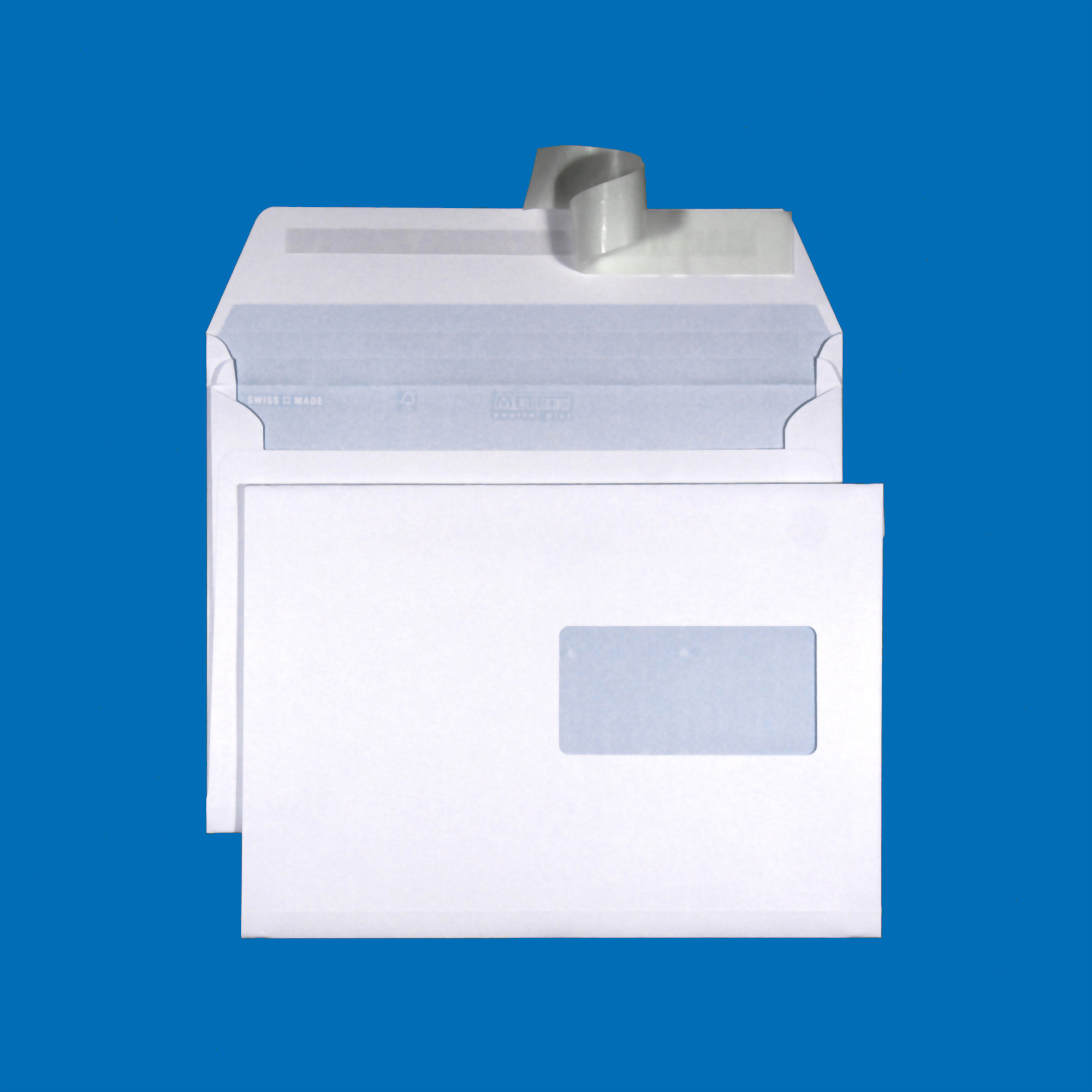 B5 Couvert, Fenster rechts, haftklebend, Ultraweiss FSC – Mettler Couvert