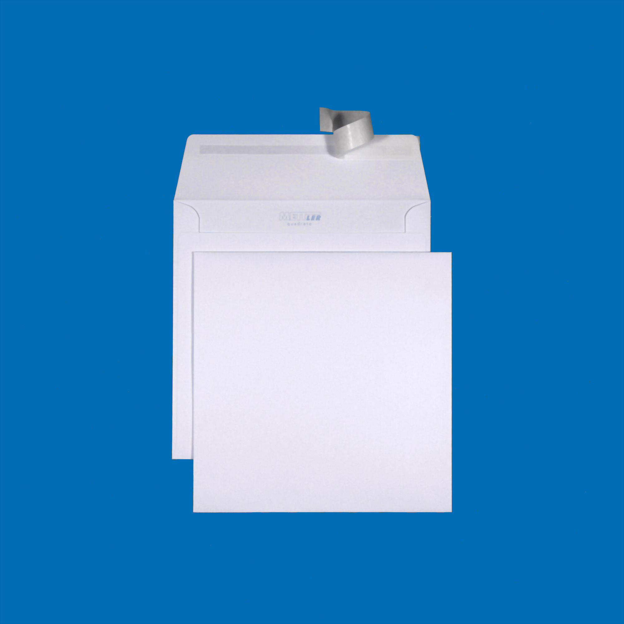 Couvert quadratisch 175 x 175mm, ohne Fenster, haftklebend, Ultraweiss FSC – Mettler Couvert