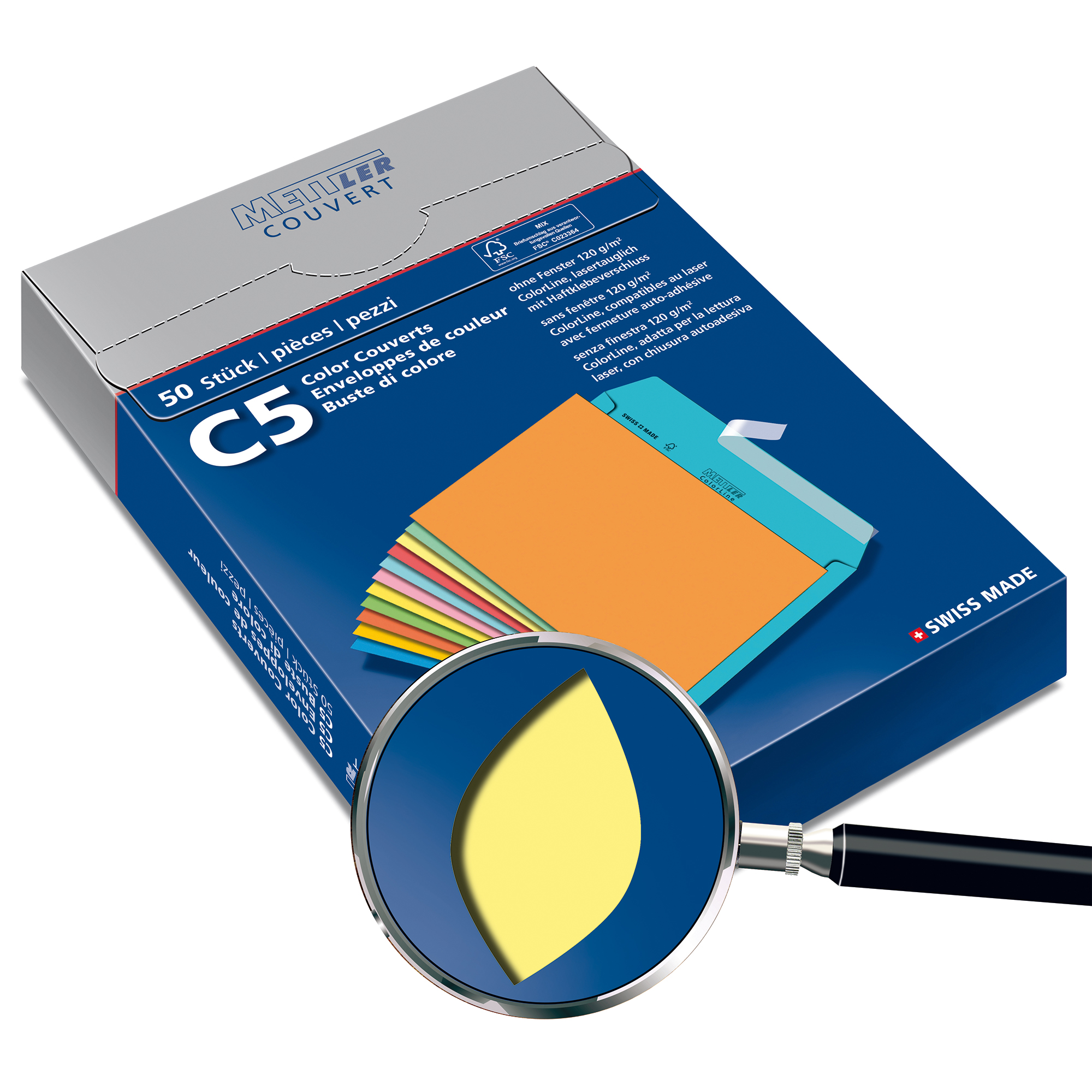 C5 Couvert, pastellgelb, ohne Fenster, haftklebend, FSC – Mettler Couvert