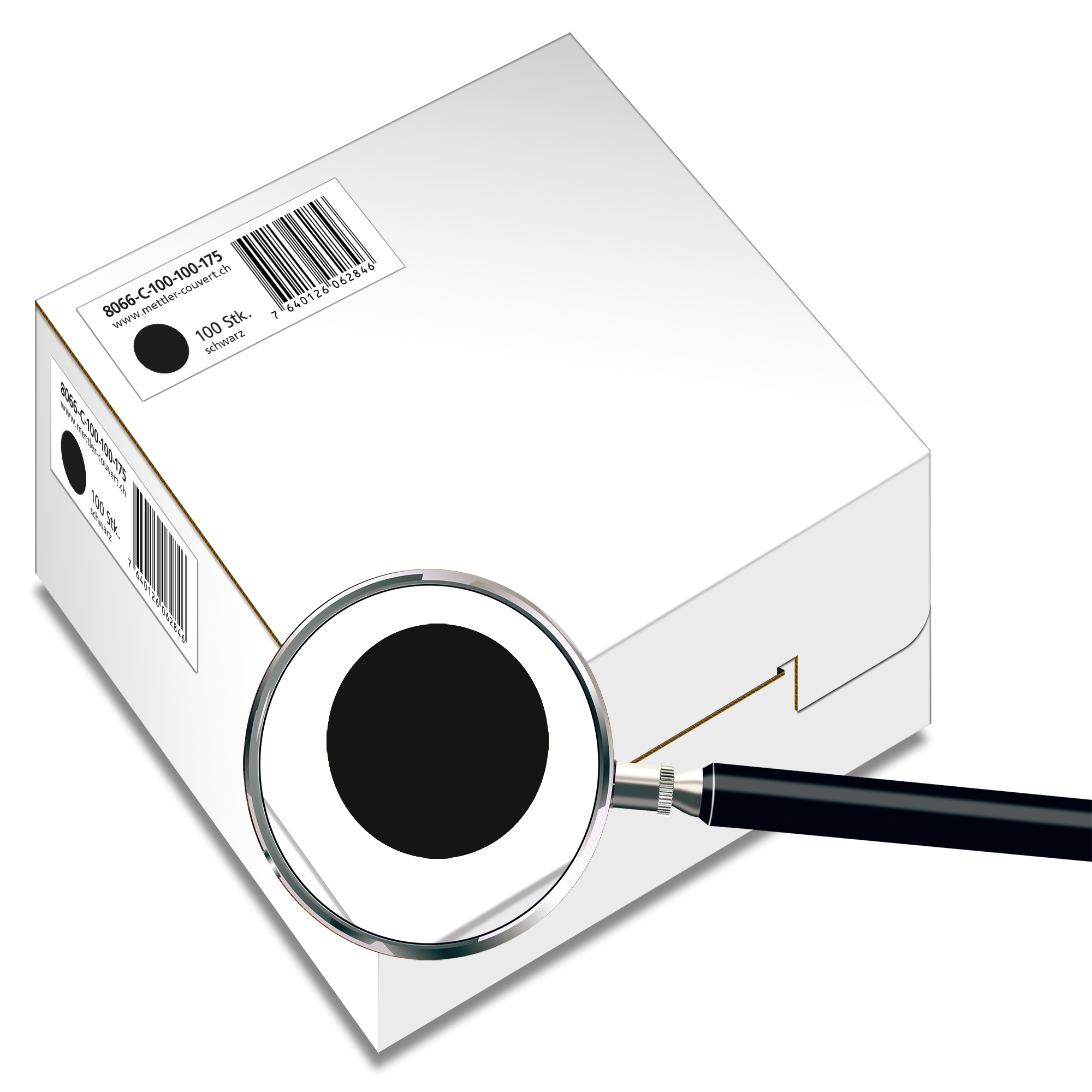 Couvert quadratisch 175 x 175mm, schwarz, ohne Fenster, haftklebend, FSC – Mettler Couvert