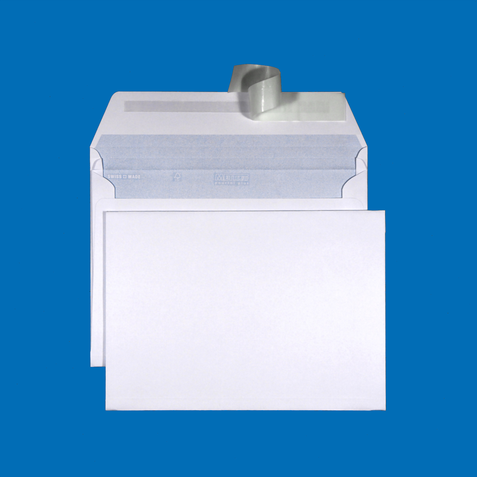 B5 Couvert, ohne Fenster, haftklebend, Ultraweiss FSC – Mettler Couvert