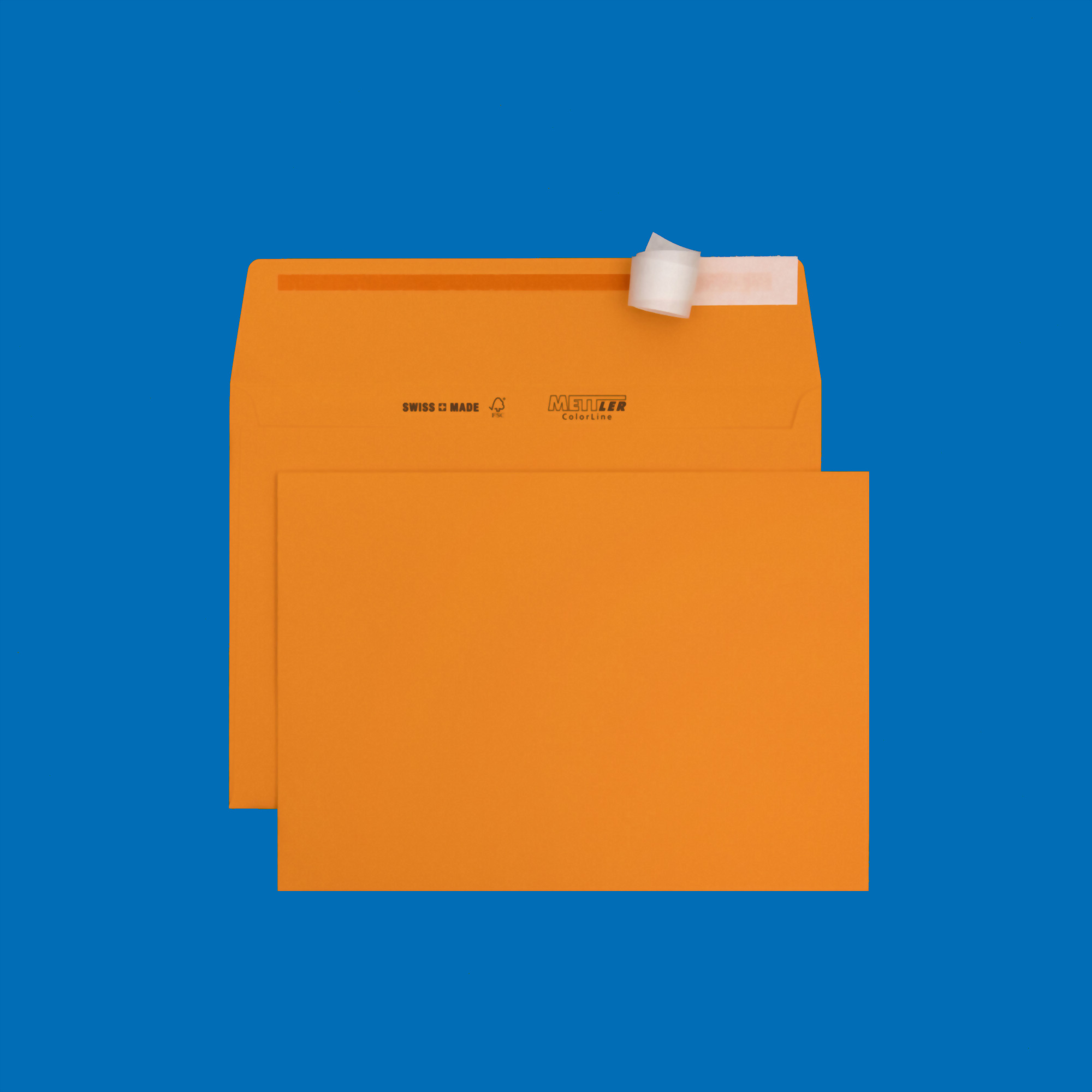 C5 Couvert, hellorange, ohne Fenster, haftklebend, FSC – Mettler Couvert