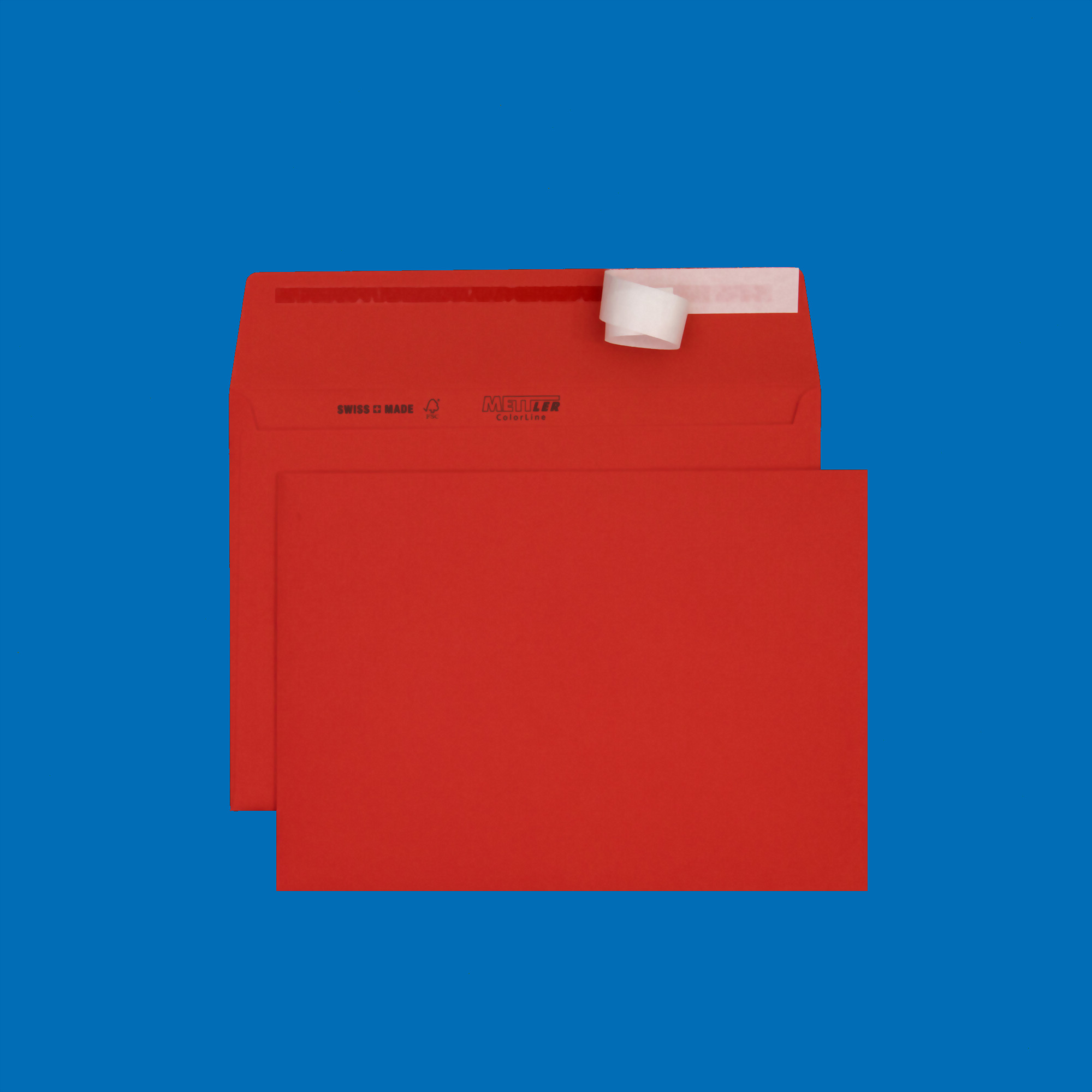 C5 Couvert, rot, ohne Fenster, haftklebend, FSC – Mettler Couvert