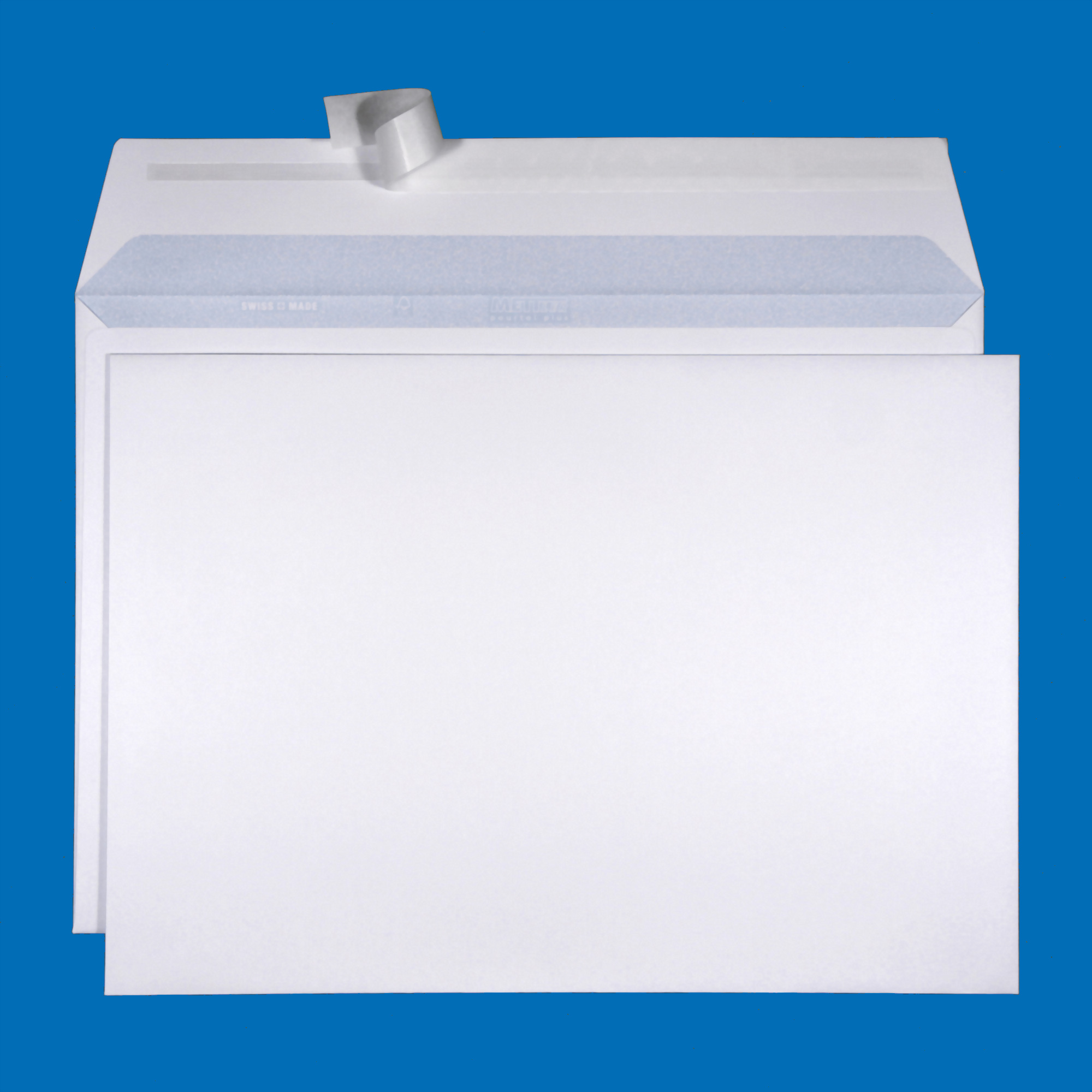 B4 Couvert, ohne Fenster, haftklebend, Ultraweiss FSC – Mettler Couvert