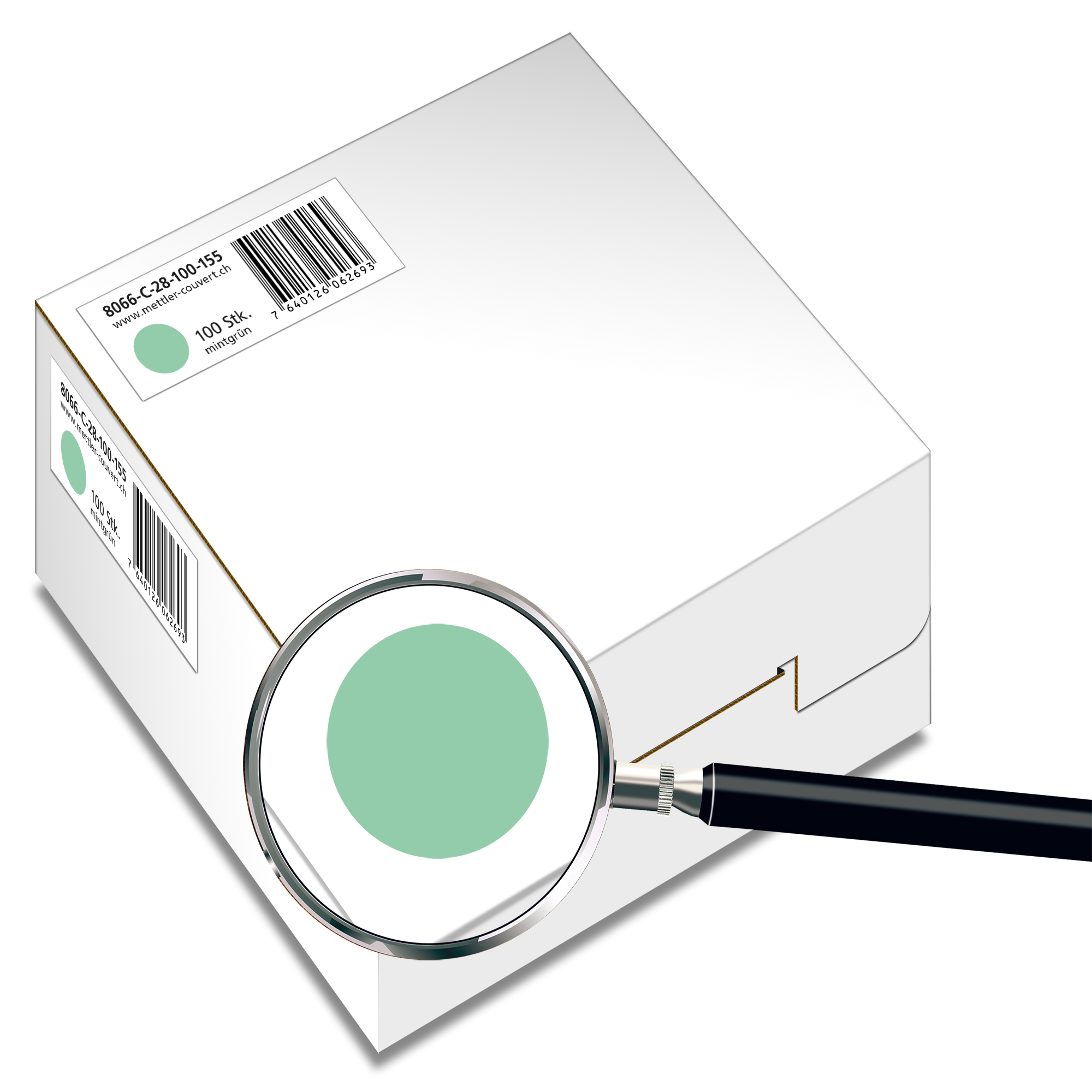 Couvert quadratisch 155 x 155mm, mintgrün, ohne Fenster, haftklebend, FSC – Mettler Couvert