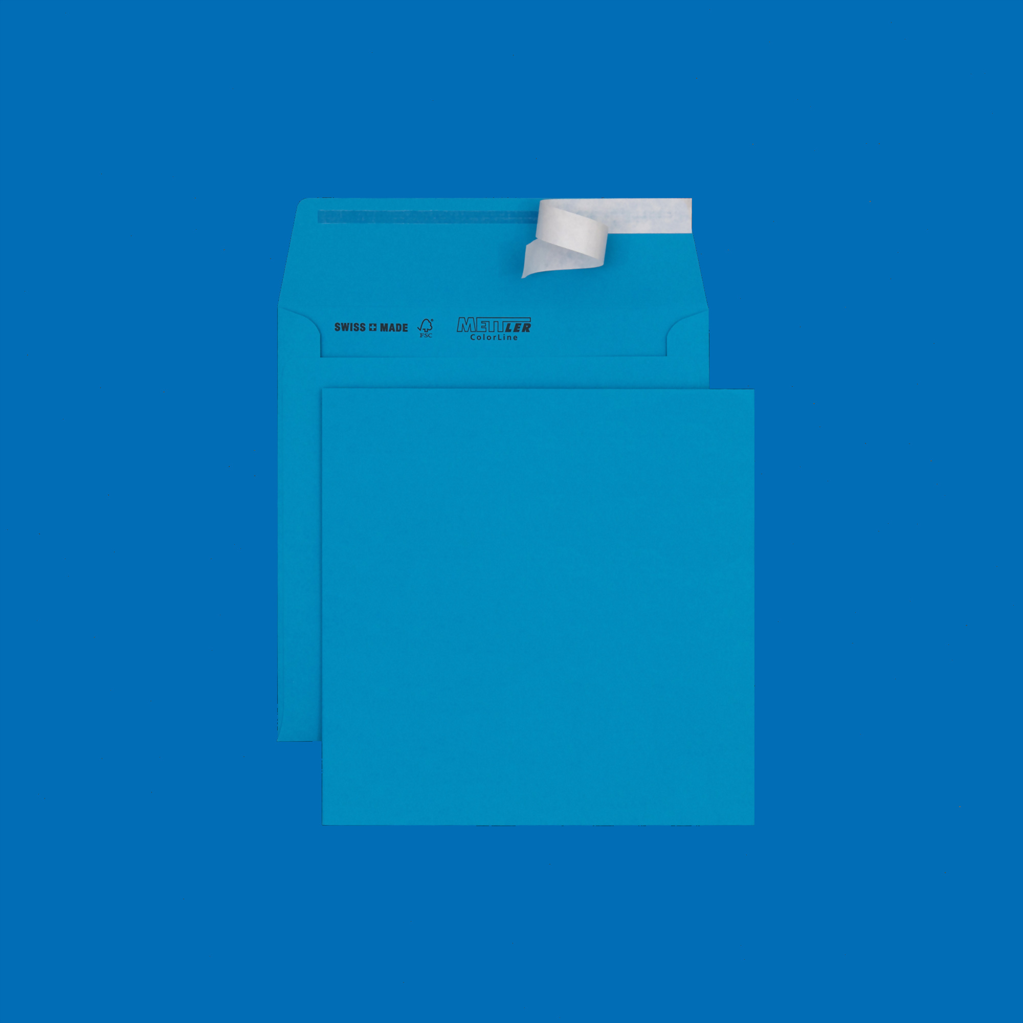 Couvert quadratisch 175 x 175mm, dunkelblau, ohne Fenster, haftklebend, FSC – Mettler Couvert