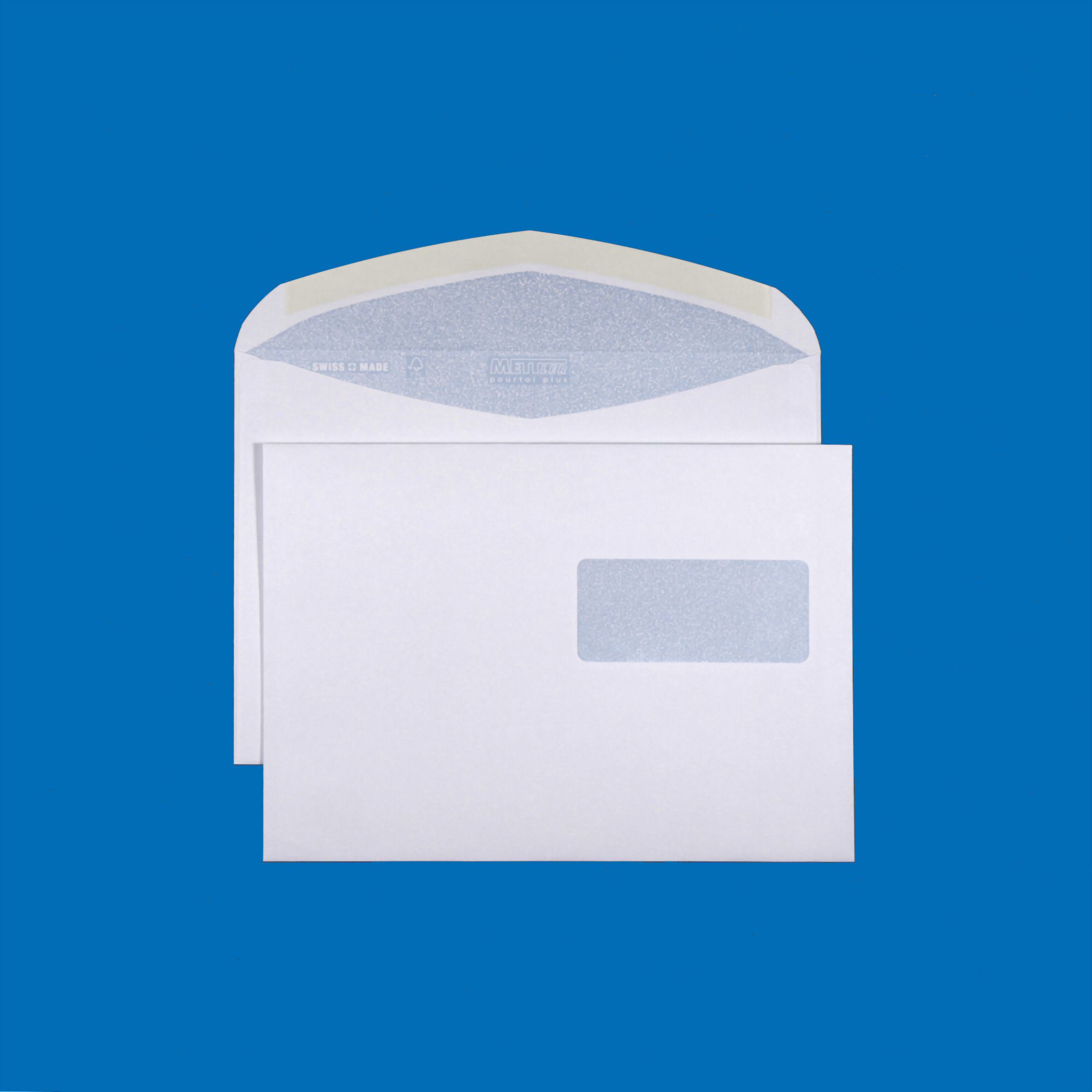 C5 Couvert, Fenster rechts, gummiert, Ultraweiss FSC – Mettler Couvert