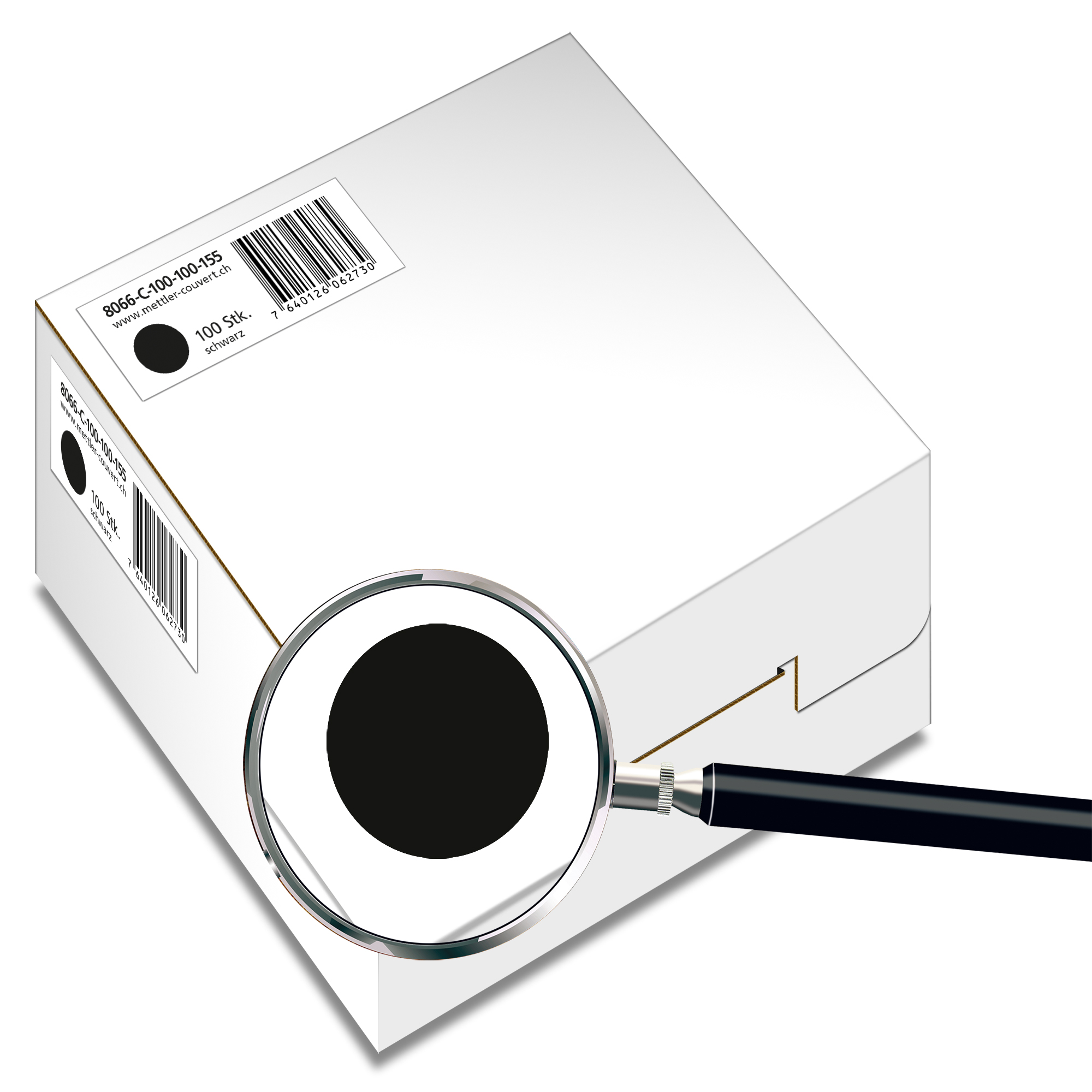 Couvert quadratisch 155 x 155mm, schwarz, ohne Fenster, haftklebend, FSC – Mettler Couvert